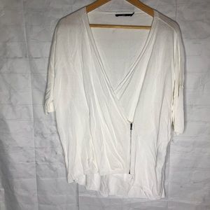 Jarbo Women's Faux Wrap Short Sleeve Blouse White Eur 34 US 6